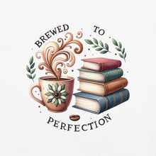 Load image into Gallery viewer, support, print on demand, mug, morning coffee, love books,
great gift, fundraising for CHEO, cosy, coffee, books, appreciation, Brewed to perfection, love coffee, great books, classic, stack of books
