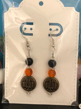 Load image into Gallery viewer, Pumpkin Dangle Earrings, Handmade in Canada, fun, silver, bronze or gold, fundraiser 10% for CHEO
