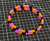 Wrap Around Halloween Beaded Bracelet with Purple, orange and black beads