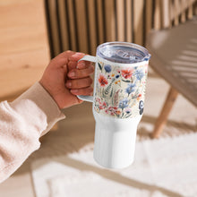Load image into Gallery viewer, Flowered Travel mug with a handle
