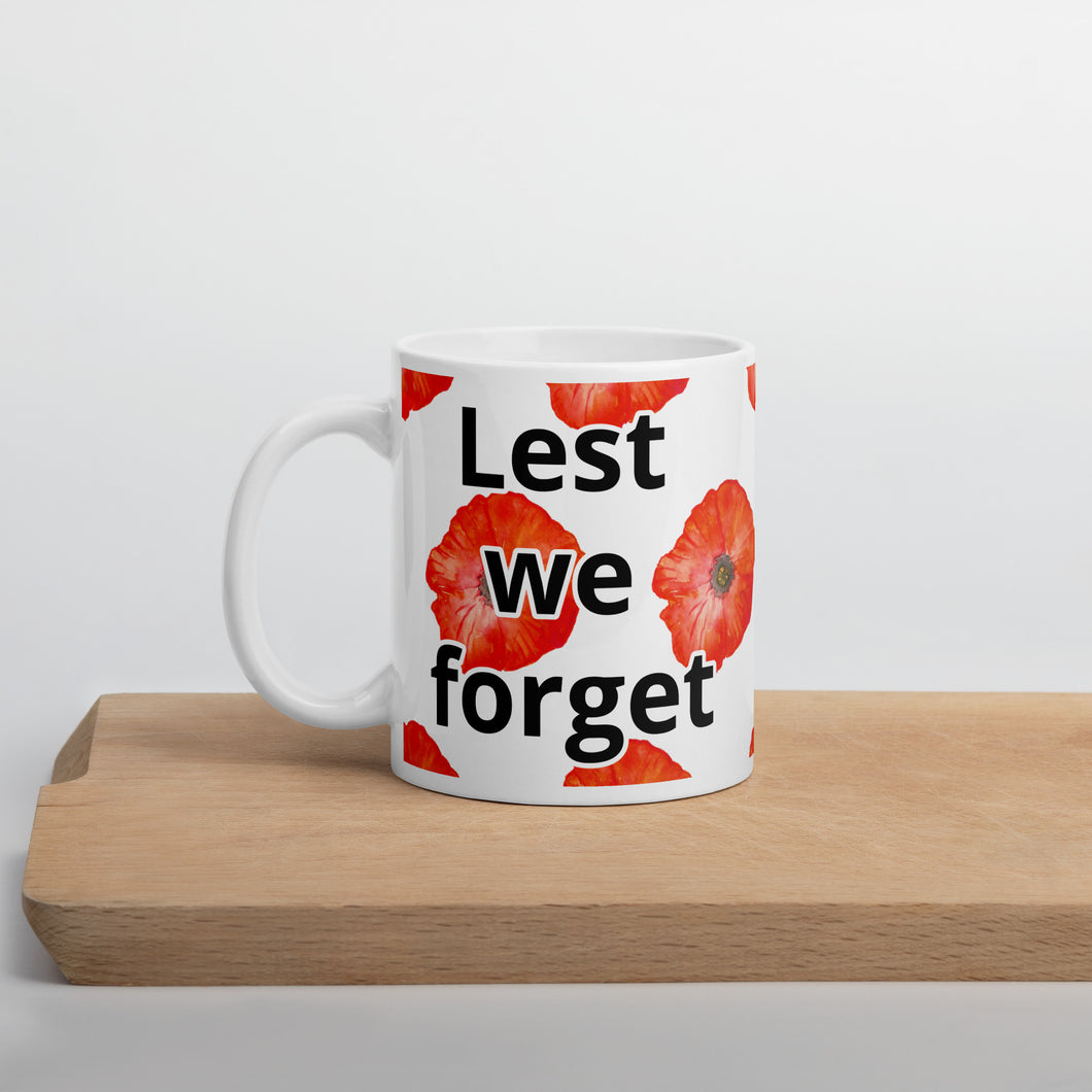 Lest we Forget White glossy mug