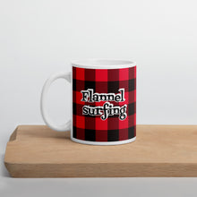 Load image into Gallery viewer, Flannel Surfing red check White glossy mug
