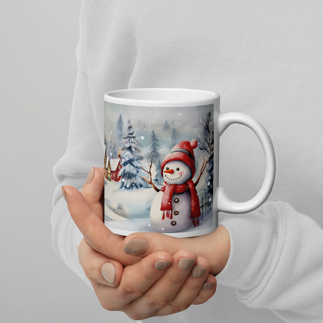 Snowman 2 White glossy mug