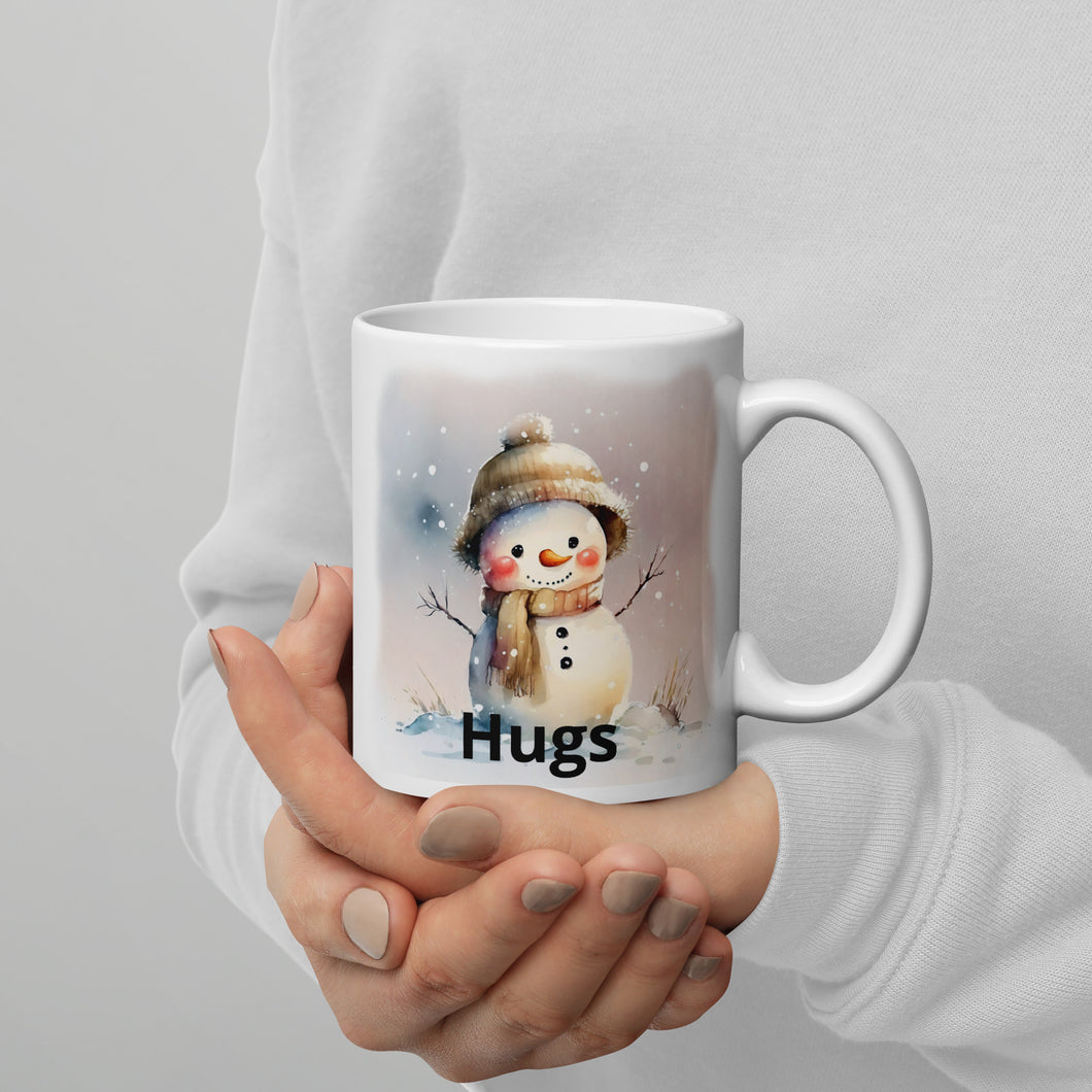 Snowman 4 White glossy mug