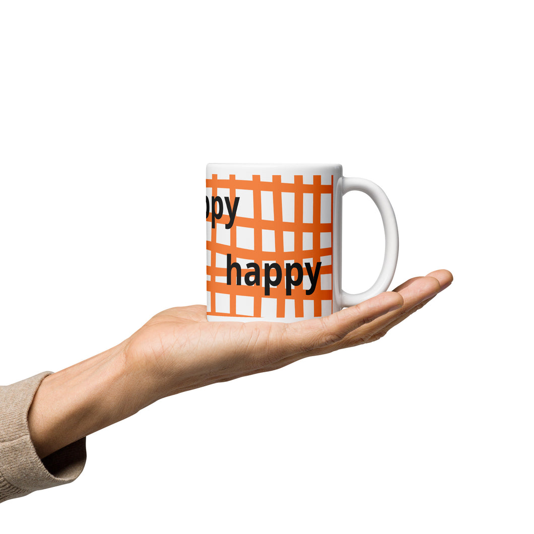 Happy Happy Happy White glossy mug