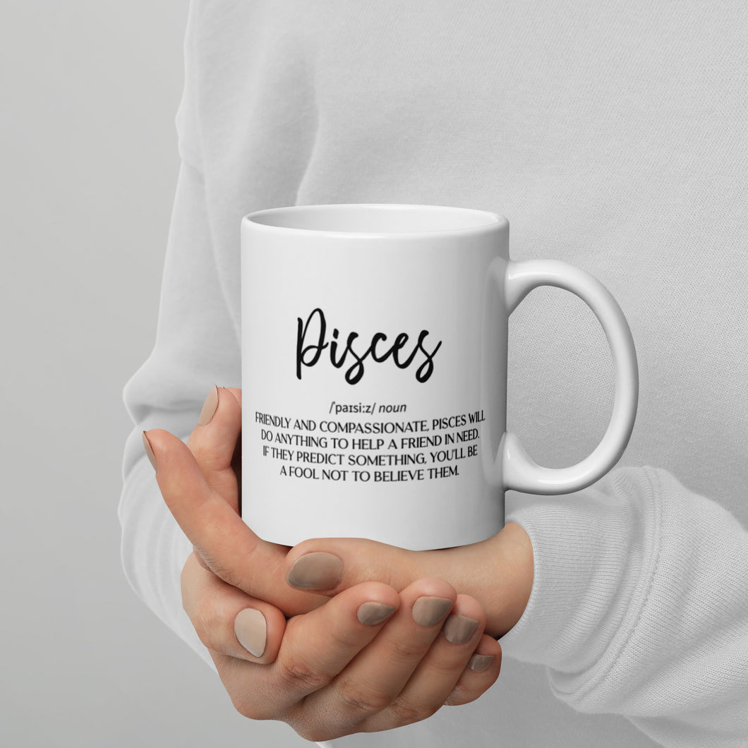 Pisces Zodiac White glossy mug, fundraiser 10% for CHEO