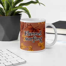 Load image into Gallery viewer, Flannel Surfing White glossy mug
