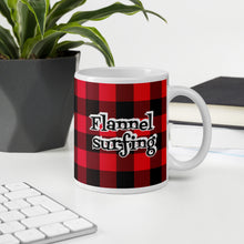 Load image into Gallery viewer, Flannel Surfing red check White glossy mug
