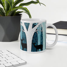 Load image into Gallery viewer, Deers All is calm all is bright White glossy mug
