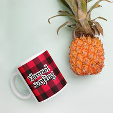 Load image into Gallery viewer, Flannel Surfing red check White glossy mug
