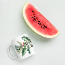 Load image into Gallery viewer, Warm &amp; Cozy holly branch White glossy mug
