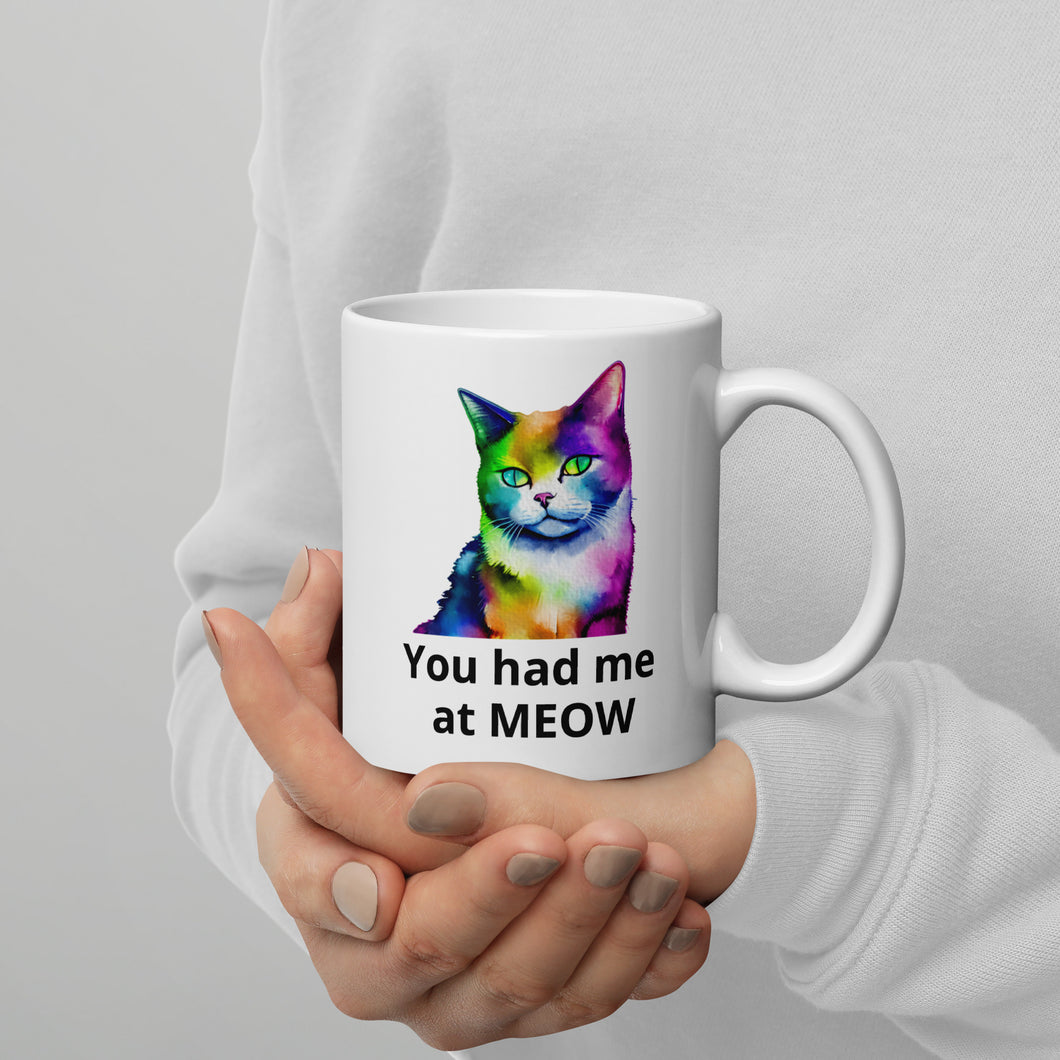 You had me at MEOW Rainbow White glossy mug