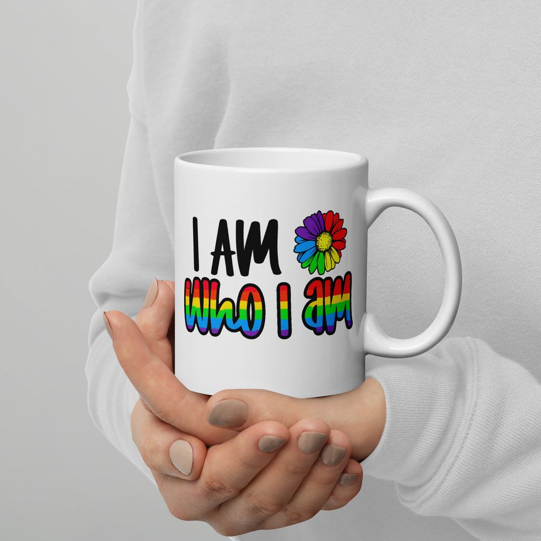 I am Who I Am Pride White glossy mug