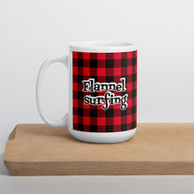 Load image into Gallery viewer, Flannel Surfing red check White glossy mug
