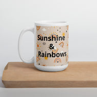 Sunshine and Rainbows White glossy mug