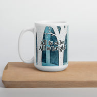 Deers All is calm all is bright White glossy mug