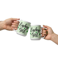 Lucky Girl White glossy mug