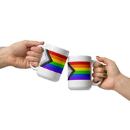 LGBTQ Progress Pride Rainbow pride flag White glossy mug