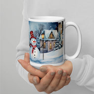 Snowman 3 White glossy mug