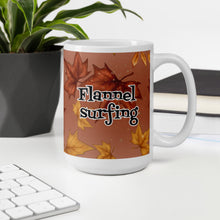 Load image into Gallery viewer, Flannel Surfing White glossy mug
