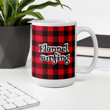 Load image into Gallery viewer, Flannel Surfing red check White glossy mug
