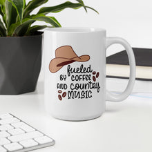 Load image into Gallery viewer, Fueled by Coffee and Country Music White glossy mug
