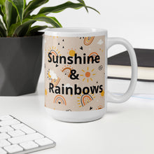 Load image into Gallery viewer, Sunshine and Rainbows White glossy mug
