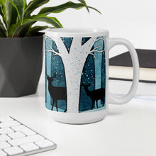 Load image into Gallery viewer, Deers All is calm all is bright White glossy mug
