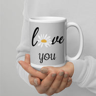 Love You Daisy White glossy mug