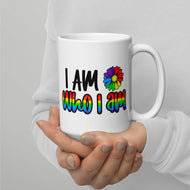 I am Who I Am Pride White glossy mug