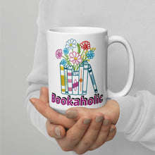 Load image into Gallery viewer, bookaholic, reader, book shop, coffee, tea, mug, books, gift, warm, 15 oz
