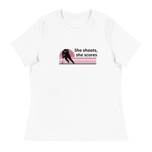 Load image into Gallery viewer, She Shoots She scores Hockey Women&#39;s Relaxed T-Shirt
