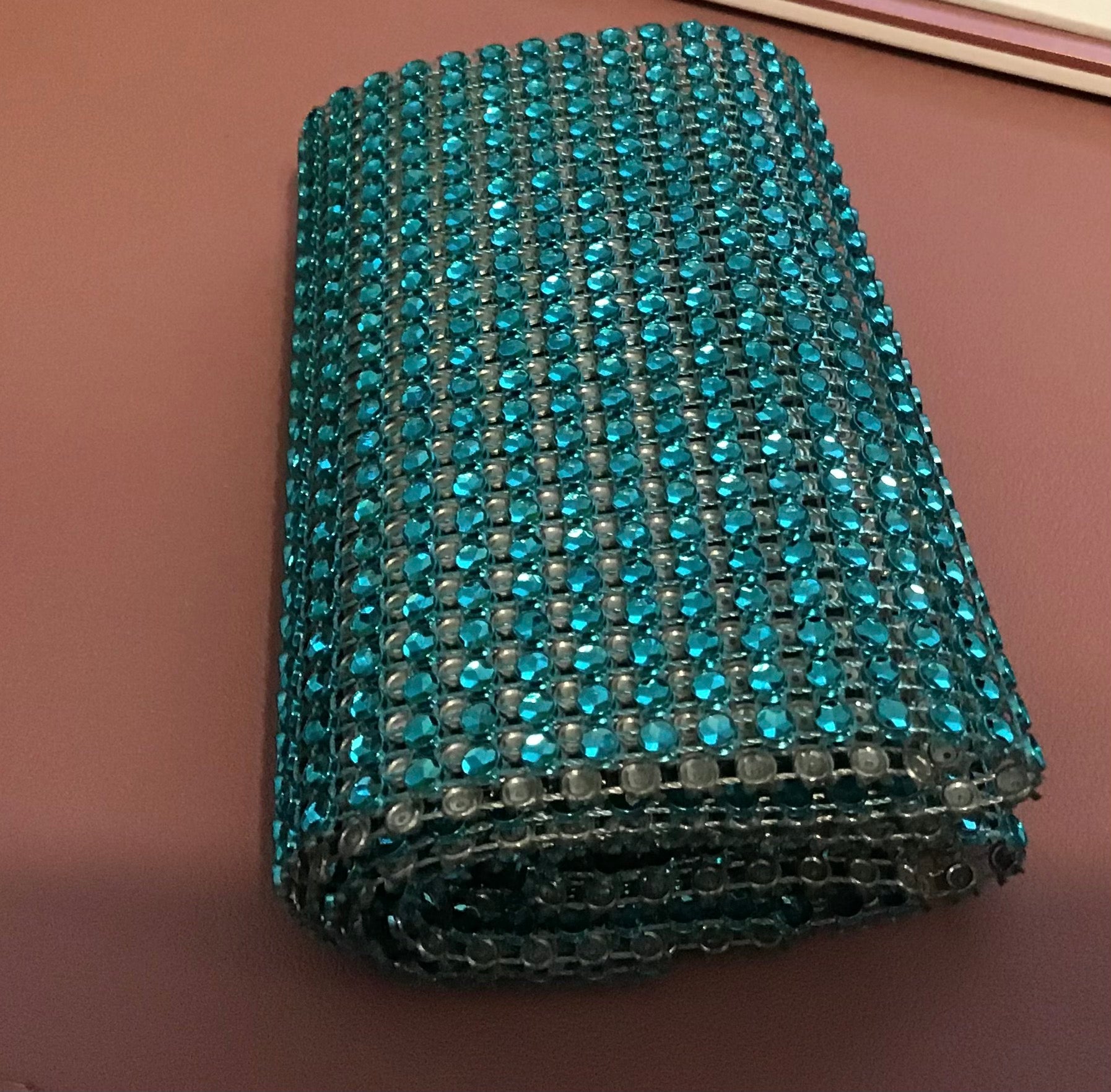 Craft Ribbon, Turquoise Rhinestone Mesh Ribbon