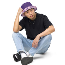 Load image into Gallery viewer, Purple and inside patterned Reversible bucket hat
