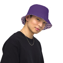 Load image into Gallery viewer, Purple and inside patterned Reversible bucket hat
