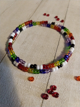 Load image into Gallery viewer, Wrap Around Colourful Beaded Bracelet/ Pride/ Mardi Gras/ Rainbow
