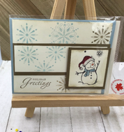 Holiday Greeting Snowman Card/ Christmas Card / Friendship/ Winter Greeting/ Snowflakes