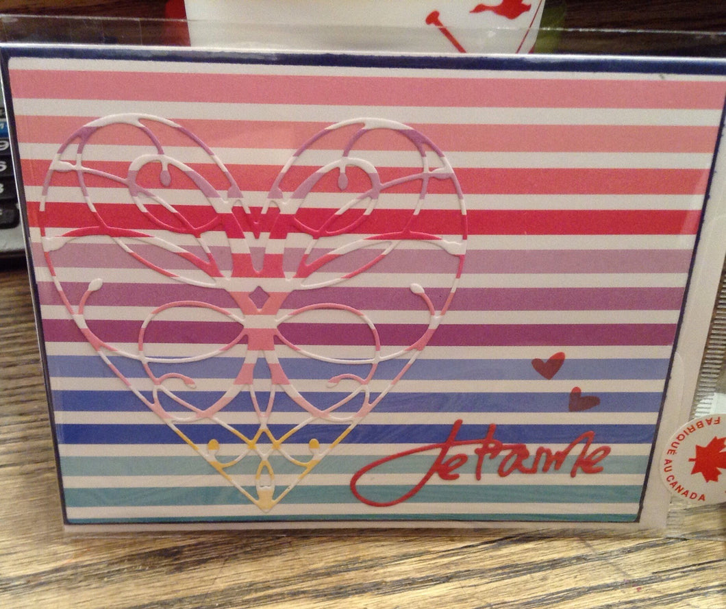 Je t'aime French Greeting Card/ Valentines/ Anniversary/ Any Occasion/ Love /Support