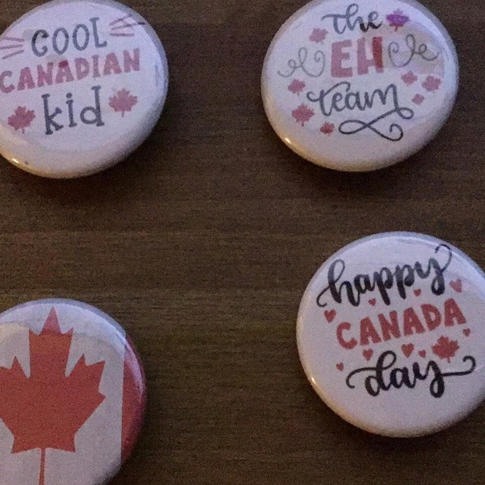 Canadian Kid pin back buttons size 1.25