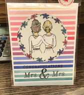 Congratulations Mrs. and Mrs. Rainbow Card/ / Love/ Special Day/ Wedding/ Pride/ Rainbow Cake/ Commitment Ceremony