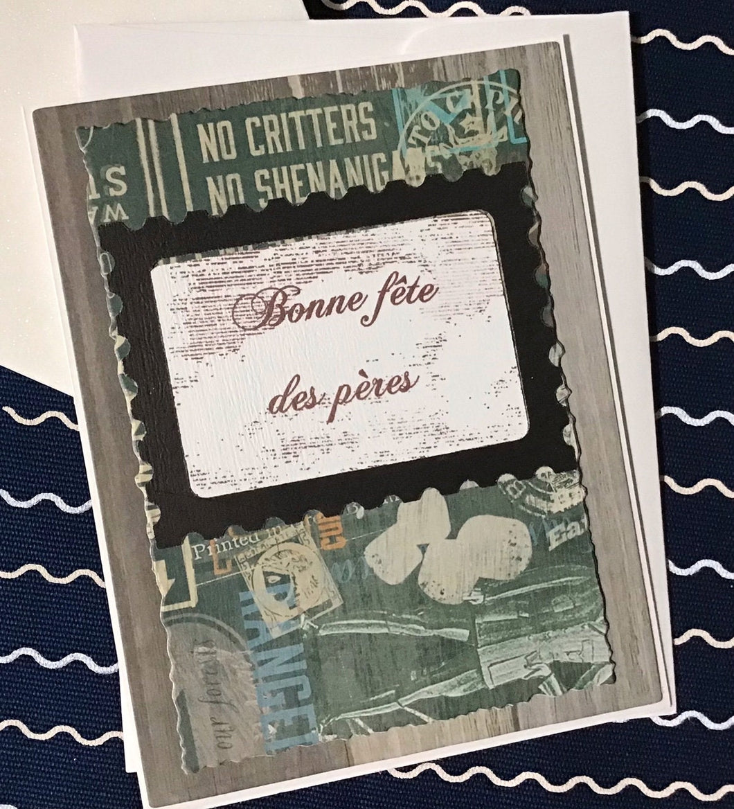 Bonne Fete des peres Father's Day Greeting Cards, Dad, Appreciation, Handmade, Support, Love, Unique, Masculine, Inspiring, Male