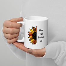 Load image into Gallery viewer, I love fall best of all White glossy mug fundraiser 10% split between Malan Syndrome Canada and CHEO
