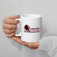 I shoot to win White glossy mug