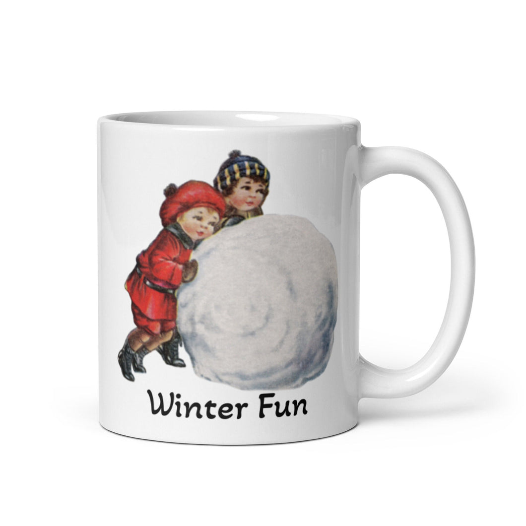 Winter Fun White glossy mug