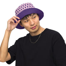 Load image into Gallery viewer, Patterned and Solid Purple Reversible bucket hat
