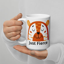Load image into Gallery viewer, Just Fierce White glossy mug
