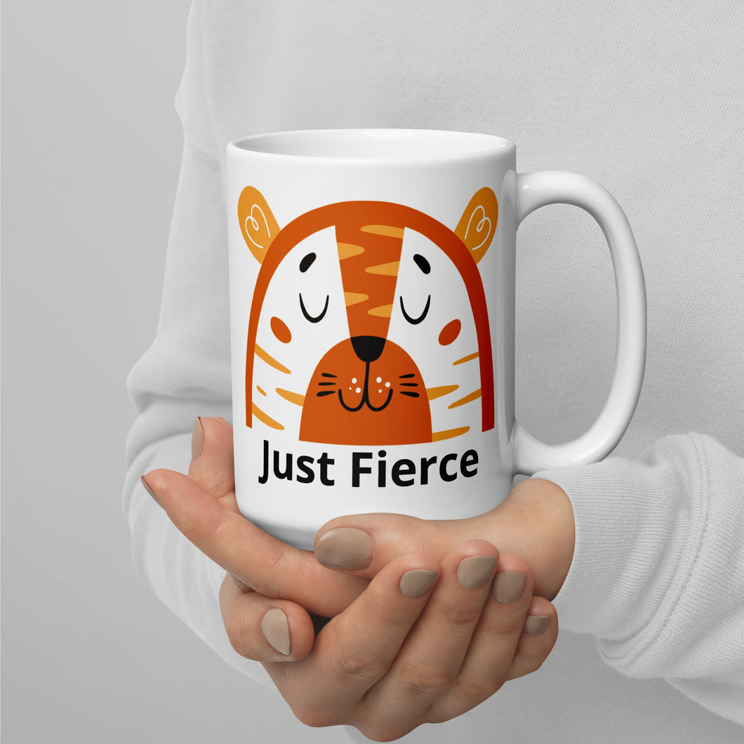 Just Fierce White glossy mug