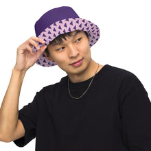 Load image into Gallery viewer, Patterned and Solid Purple Reversible bucket hat
