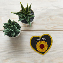 Load image into Gallery viewer, Sunflower Courage Embroidered patches Fundraiser 10% of sales will be split between Malan Syndrome Canada and CHEO hospital
