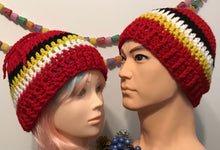 Load image into Gallery viewer, Hockey inspired Crochet Beanie Hat/ Mens Hat/ Women&#39;s Hat/ Children&#39;s Hat / Winter Hat/ Custom Team Hats
